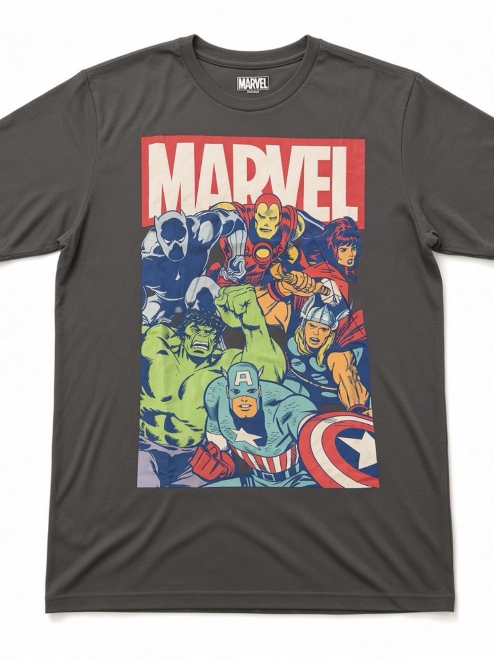 Marvel Avengers Boys Graphic T-Shirt Gray Superhero Tee Youth M 8 - XL 14/16